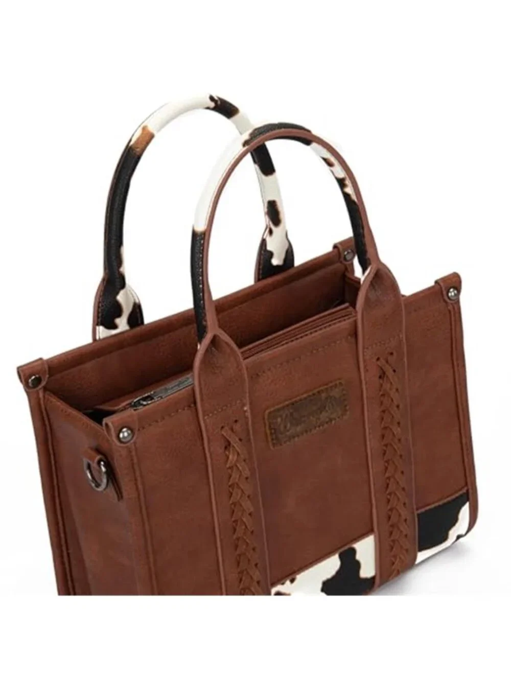 Leopard Western Tote Bag Crossbody Purse Whipstitch Shoulder Handbag Wallet Set